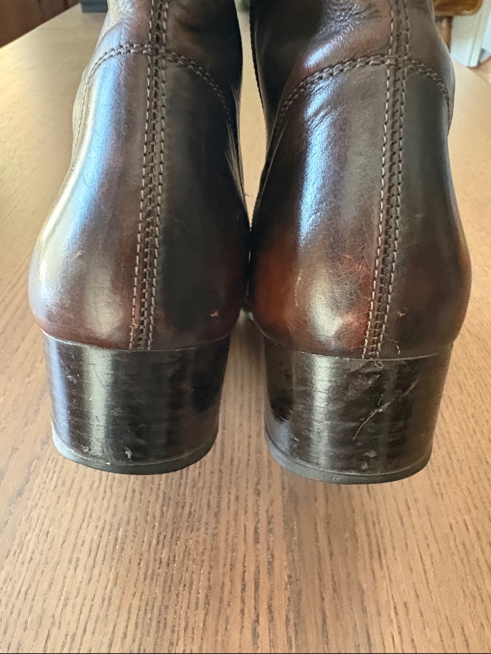 VINTAGE PEGABO - Made in Italy Brown Leather Mid-Calf Zip Boots - Picture 10 of 13
